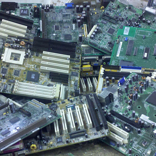 Pile of motherboards out of old electronics